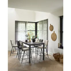 Barkruk Gento velvet lichtgrijs