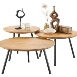 Bijzettafel Aska teak 65 cm rond naturel brushed