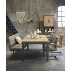 Eetkamerbank Oro 170 cm microleder donkergrijs