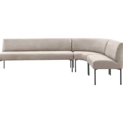 Eetkamerbank rechts Cenare 294 cm microleder lichtgrijs