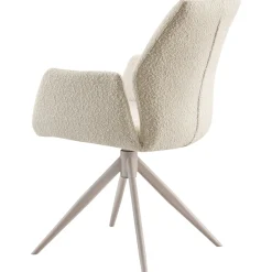 Eetkamerstoel Faido bouclé ecru poot grijs