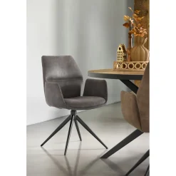 Eetkamerstoel Faido microvezel antraciet poot zwart
