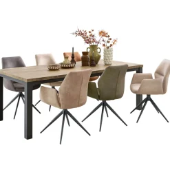 Eetkamerstoel Faido microvezel taupe poot zwart