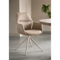 Eetkamerstoel Faido microvezel taupe poot grijs