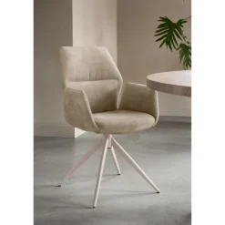 Eetkamerstoel Faido velvet lichtbruin poot grijs