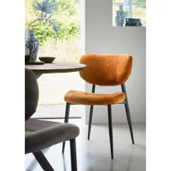 Eetkamerstoel Gomba velvet cognac