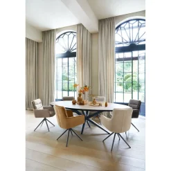 Eetkamerstoel Letta draaibaar velvet okergeel