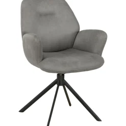 Eetkamerstoel Loranzo draaibaar microvezel grijs