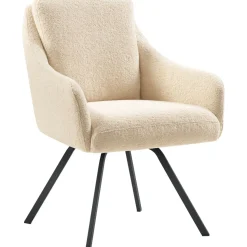 Eetkamerstoel Meltina draaibaar bouclé beige