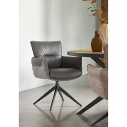 Eetkamerstoel Mirandola draaibaar microleder antraciet