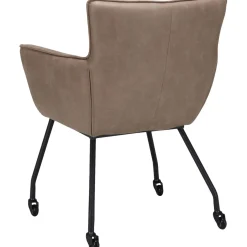Eetkamerstoel Novile microleder taupe met wiel