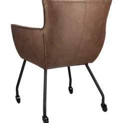 Eetkamerstoel Novile microleder bruin met wiel