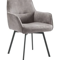 Eetkamerstoel Turelli draaibaar microleder donkergrijs