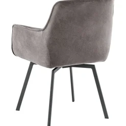 Eetkamerstoel Turelli draaibaar microleder donkergrijs
