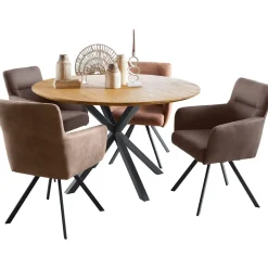 Eettafel Aska teak 130 cm rond naturel brushed