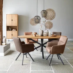 Eettafel Aska teak 200x100 cm ovaal naturel brushed