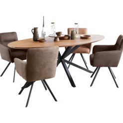 Eettafel Aska teak 240x120 cm ovaal naturel brushed