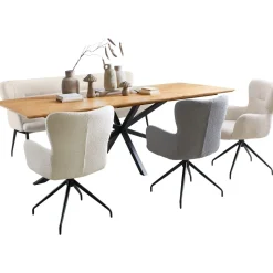 Eettafel Aska teak 240x100 cm rechthoekig naturel brushed