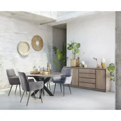 Eettafel Tavolo eikenhout 140 cm rond grafiet