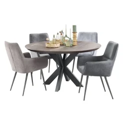 Eettafel Tavolo eikenhout 140 cm rond grafiet