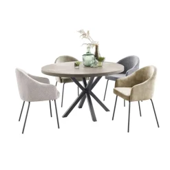 Eettafel Tavolo eikenhout 130 cm rond lichtgrijs