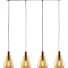 Hanglamp Felinio amber glas 4-lichts