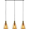 Hanglamp Felinio amber glas 3-lichts