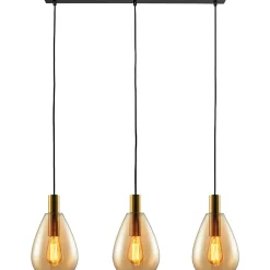 Hanglamp Felinio amber glas 3-lichts