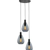 Hanglamp Felinio smoke glas 3-lichts rond