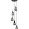 Hanglamp Felinio smoke glas 5-lichts rond