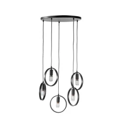 Hanglamp Girare zwart metaal 5-lichts