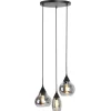 Hanglamp Lungo zwart smoke glas 3-lichts