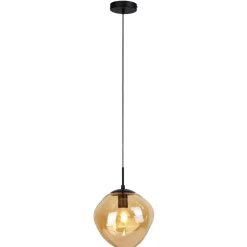 Hanglamp Macato zwart amber glas 1-lichts