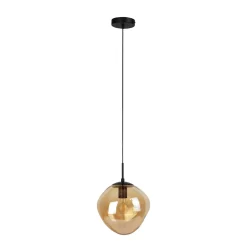 Hanglamp Macato zwart amber glas 1-lichts
