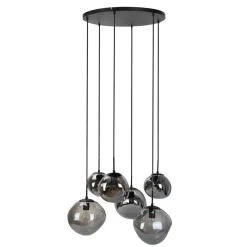 Hanglamp Macato zwart smoke glas 6-lichts