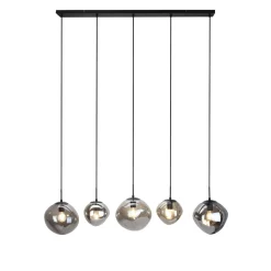 Hanglamp Macato zwart smoke glas 5-lichts