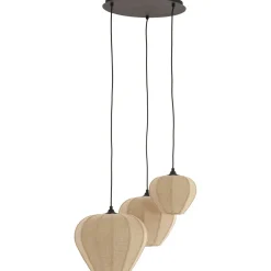 Hanglamp Moscito zwart ecru linnen 3-lichts