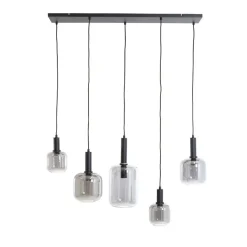 Hanglamp Peglio glas smoke zwart 5-lichts