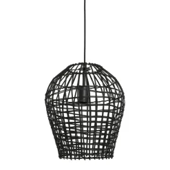 Hanglamp Scarperio rond 31 cm rotan zwart