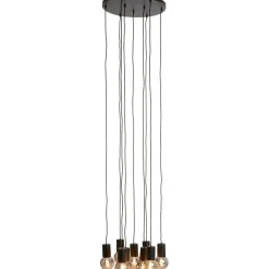 Hanglamp Trecate mat zwart 9-lichts rond