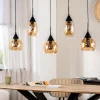 Hanglamp zwart amber glas 5-lichts - Lungo