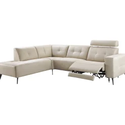 Hoekbank links Piorino pocketvering lichtgrijs relaxfunctie