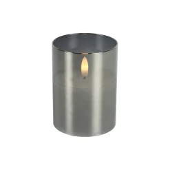 Kaars Caposele Led small grijs glas rond