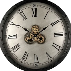 Klok Nimar metaal rond 80cm zwart beige dessin 42