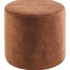 Poef Roby 40 cm velvet bruin rond
