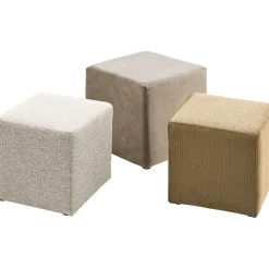 Poef Roby 45x45 cm microvezel taupe vierkant