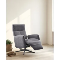 Relaxfauteuil Perfini elektrisch verstelbare rug en voetensteun antraciet