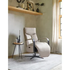 Relaxfauteuil Seduto elektrisch leder beige