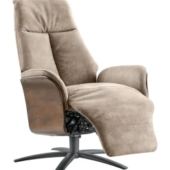 Relaxfauteuil Serio beige donker hout premium comfort