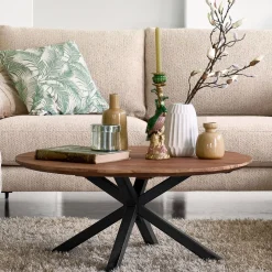 Salontafel Romaro teakhout 90 cm rond mix rough